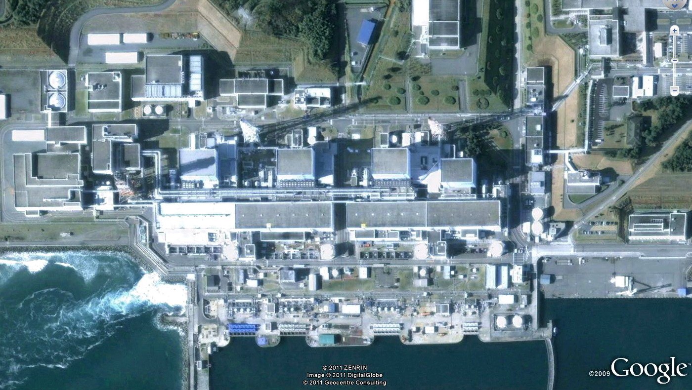 Jadrová elektráreň Fukušima 1 pohľad zo satelitu